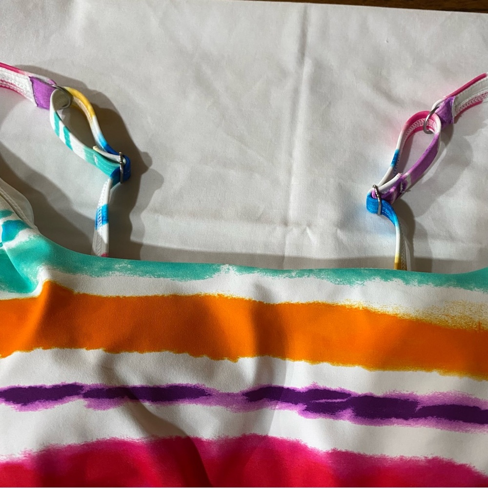 Lands End size 8 multi colored tankini top . Wired padded cups. EUC - Picture 2 of 5